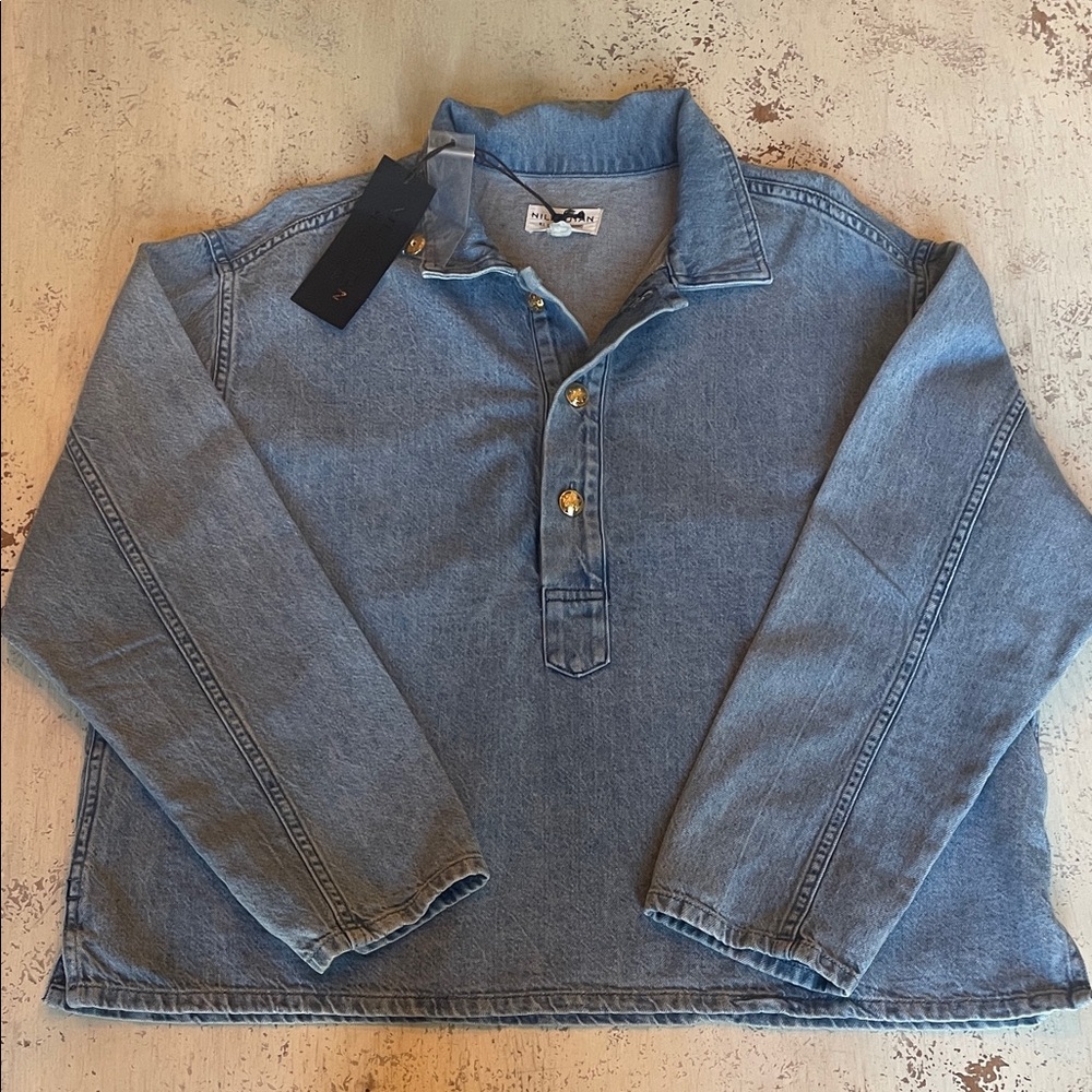 Nili Lotan Blue Denim Blouse - Picture 2 of 5